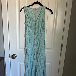 Floral Blue Sleeveless Dress